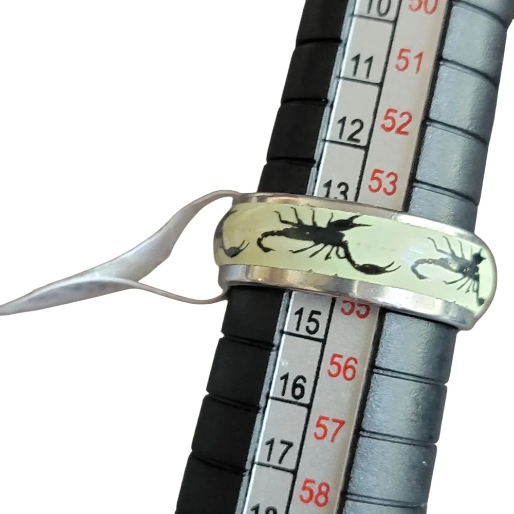 Silver Scorpion Spoon Ring Glow In The Dark